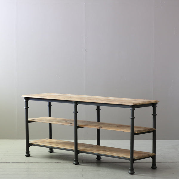 ヴィンテージ調 オープンシェルフ 3段 ウッド×アイアン 什器 高さ71㎝ 幅160㎝ 奥行き44㎝ 【C757】