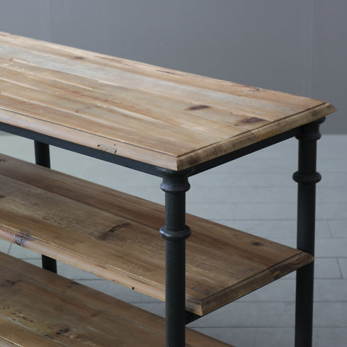 ヴィンテージ調 オープンシェルフ 3段 ウッド×アイアン 什器 高さ71㎝ 幅160㎝ 奥行き44㎝ 【C757】