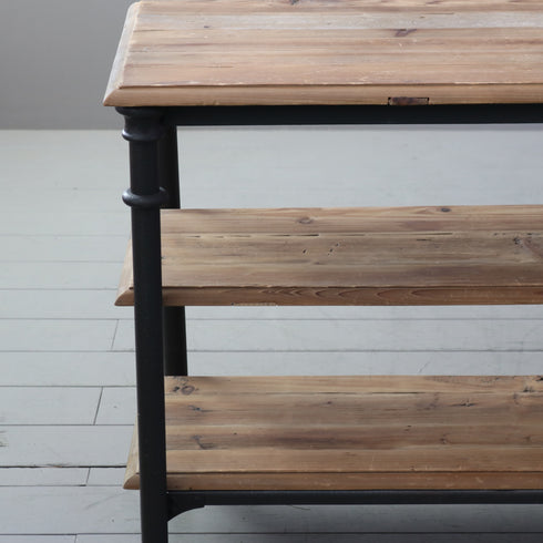 ヴィンテージ調 オープンシェルフ 3段 ウッド×アイアン 什器 高さ71㎝ 幅160㎝ 奥行き44㎝ 【C757】