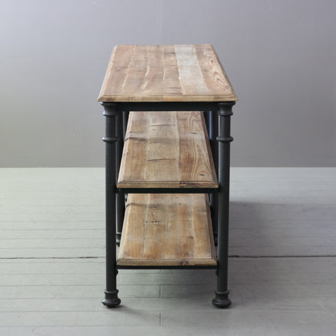 ヴィンテージ調 オープンシェルフ 3段 ウッド×アイアン 什器 高さ71㎝ 幅160㎝ 奥行き44㎝ 【C757】