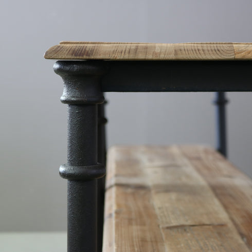 ヴィンテージ調 オープンシェルフ 3段 ウッド×アイアン 什器 高さ71㎝ 幅160㎝ 奥行き44㎝ 【C757】