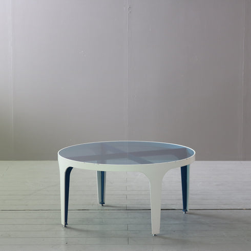 ローテーブル ガラス丸テーブル 高さ40㎝ 直径80㎝ 【C762】