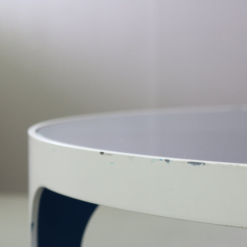 ローテーブル ガラス丸テーブル 高さ40㎝ 直径80㎝ 【C762】