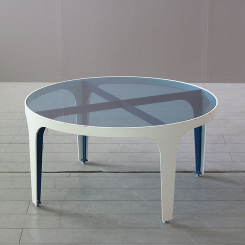 ローテーブル ガラス丸テーブル 高さ40㎝ 直径80㎝ 【C762】