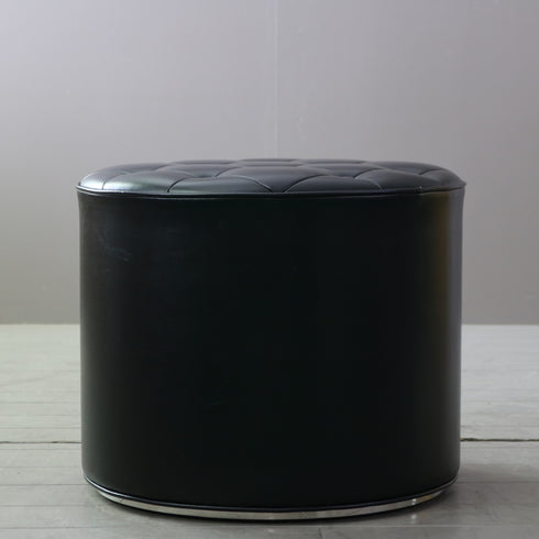 円柱型 スツール 黒 レザー調 高さ46㎝ 直径56㎝ 【C767】
