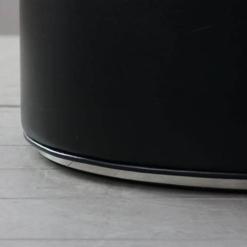 円柱型 スツール 黒 レザー調 高さ46㎝ 直径56㎝ 【C767】