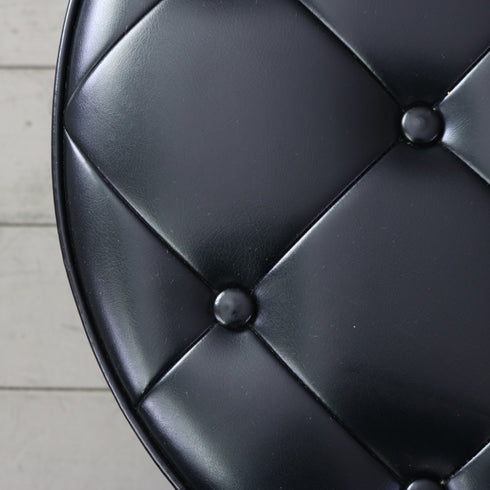 円柱型 スツール 黒 レザー調 高さ46㎝ 直径56㎝ 【C767】