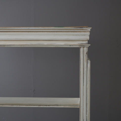 アンティーク調 オープンシェルフ 4段 ミラー付き キャスター付き 木製 什器 高さ192㎝ 幅156㎝ 奥行き56㎝ 【C784】