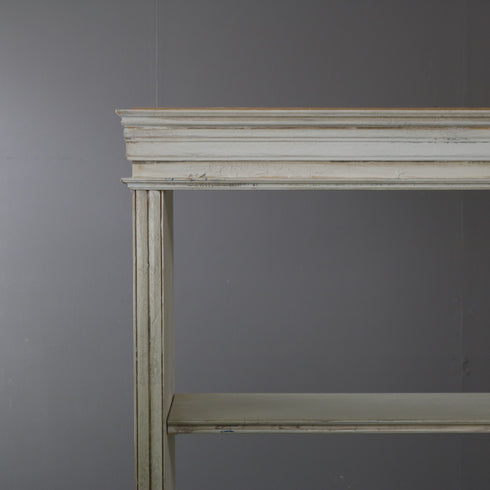 アンティーク調 オープンシェルフ 4段 ミラー付き キャスター付き 木製 什器 高さ192㎝ 幅156㎝ 奥行き56㎝ 【C784】