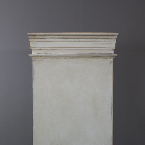 アンティーク調 オープンシェルフ 4段 ミラー付き キャスター付き 木製 什器 高さ192㎝ 幅156㎝ 奥行き56㎝ 【C784】