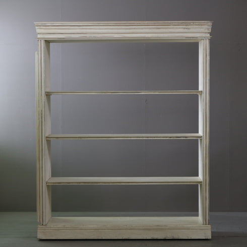 アンティーク調 オープンシェルフ 4段 ミラー付き キャスター付き 木製 什器 高さ192㎝ 幅156㎝ 奥行き56㎝ 【C784】