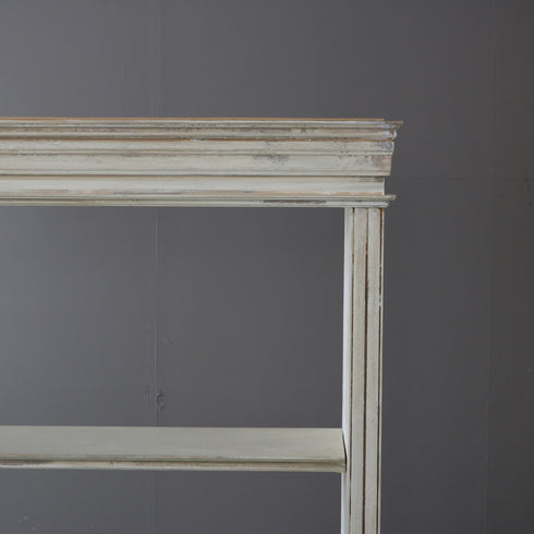 アンティーク調 オープンシェルフ 4段 ミラー付き キャスター付き 木製 什器 高さ192㎝ 幅156㎝ 奥行き56㎝ 【C784】