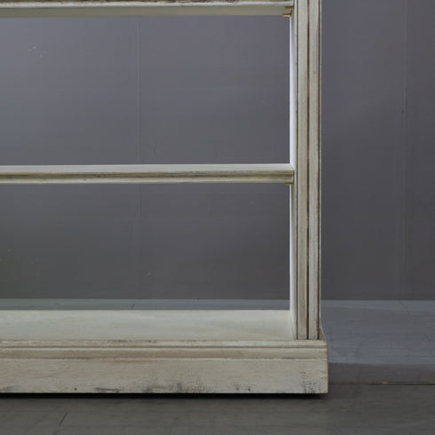 アンティーク調 オープンシェルフ 4段 ミラー付き キャスター付き 木製 什器 高さ192㎝ 幅156㎝ 奥行き56㎝ 【C784】