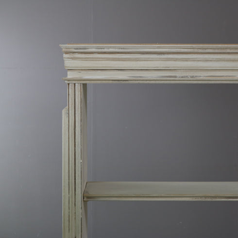 アンティーク調 オープンシェルフ 4段 ミラー付き キャスター付き 木製 什器 高さ192㎝ 幅156㎝ 奥行き56㎝ 【C784】