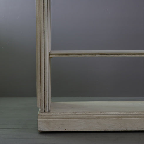 アンティーク調 オープンシェルフ 4段 ミラー付き キャスター付き 木製 什器 高さ192㎝ 幅156㎝ 奥行き56㎝ 【C784】