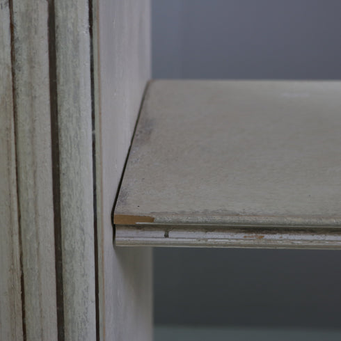 アンティーク調 オープンシェルフ 4段 ミラー付き キャスター付き 木製 什器 高さ192㎝ 幅156㎝ 奥行き56㎝ 【C784】