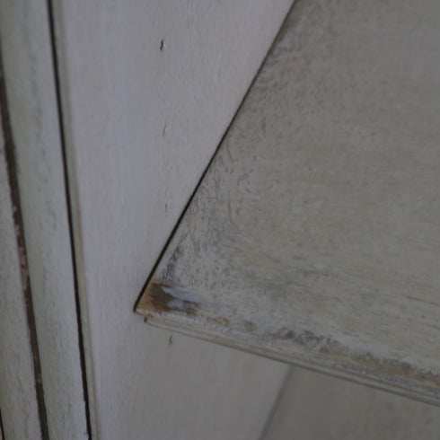 アンティーク調 オープンシェルフ 4段 ミラー付き キャスター付き 木製 什器 高さ192㎝ 幅156㎝ 奥行き56㎝ 【C784】