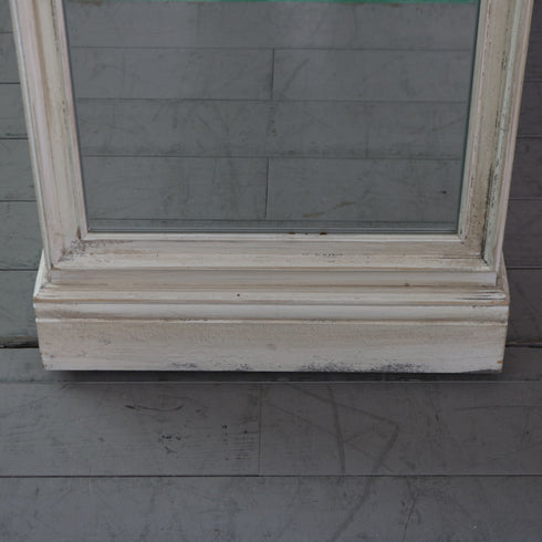 アンティーク調 オープンシェルフ 4段 ミラー付き キャスター付き 木製 什器 高さ192㎝ 幅156㎝ 奥行き56㎝ 【C784】