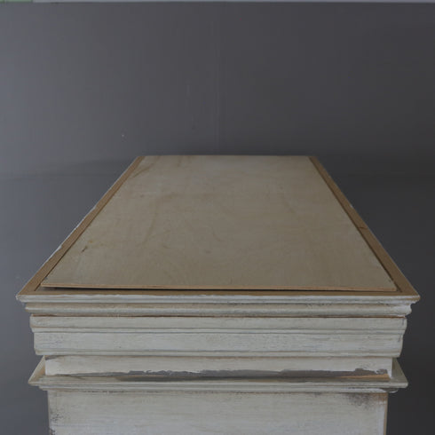 アンティーク調 オープンシェルフ 4段 ミラー付き キャスター付き 木製 什器 高さ192㎝ 幅156㎝ 奥行き56㎝ 【C784】