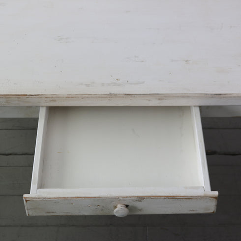 アンティーク調テーブル 白 木製 高さ71㎝ 幅152㎝ 奥行き86㎝ 【C793】