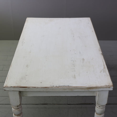 アンティーク調テーブル 白 木製 高さ71㎝ 幅152㎝ 奥行き86㎝ 【C793】