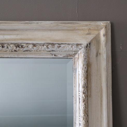 アンティーク調ミラー 白 木製 高さ193㎝ 幅92㎝ 奥行き4.5㎝ 【D795】