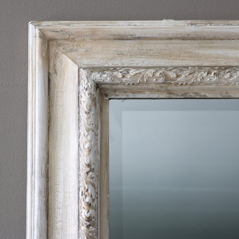 アンティーク調ミラー 白 木製 高さ193㎝ 幅92㎝ 奥行き4.5㎝ 【D795】