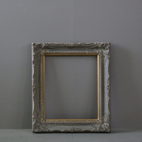 ヴィンテージ額縁 木製 グレー×ゴールド H62/W54/D6 【G798】