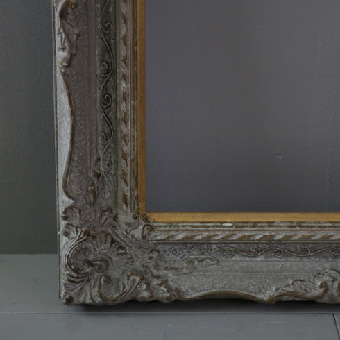 ヴィンテージ額縁 木製 グレー×ゴールド H62/W54/D6 【G798】