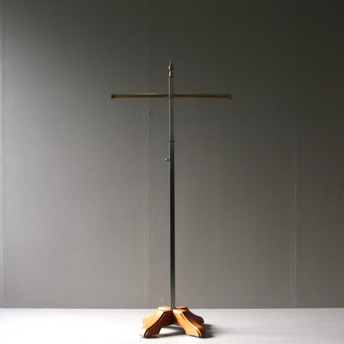 A34 T字ハンガーラック 伸縮 ウッド×アイアン 什器 高さ143㎝ 幅63㎝ 奥行34㎝