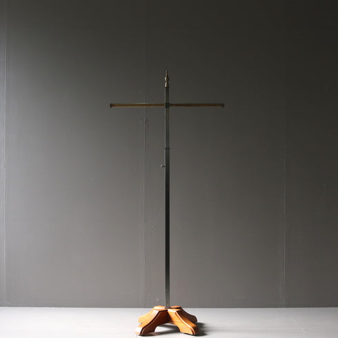 A35 T字ハンガーラック 伸縮 ウッド×アイアン 什器 高さ143㎝ 幅63㎝ 奥行34㎝