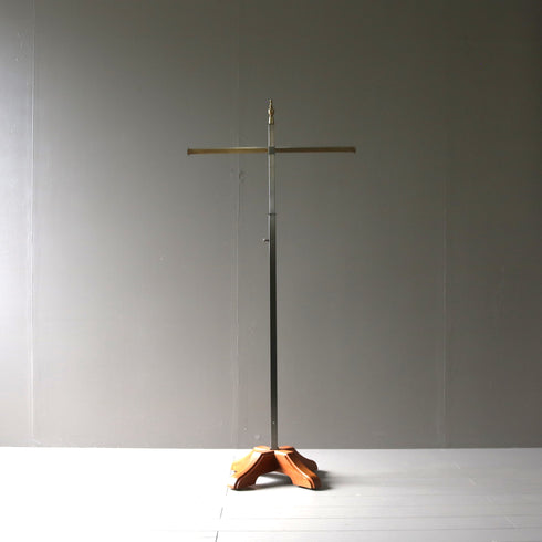 A36 T字ハンガーラック 伸縮 ウッド×アイアン 什器 高さ143㎝ 幅63㎝ 奥行34㎝