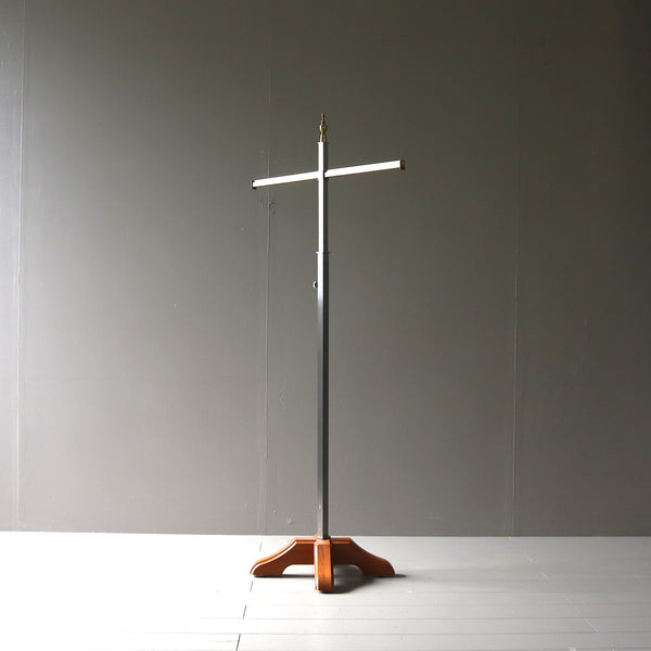 A36 T字ハンガーラック 伸縮 ウッド×アイアン 什器 高さ143㎝ 幅63㎝ 奥行34㎝