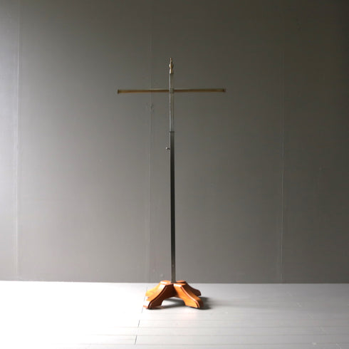 A37 T字ハンガーラック 伸縮 ウッド×アイアン 什器 高さ143㎝ 幅63㎝ 奥行34㎝