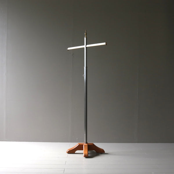 A37 T字ハンガーラック 伸縮 ウッド×アイアン 什器 高さ143㎝ 幅63㎝ 奥行34㎝