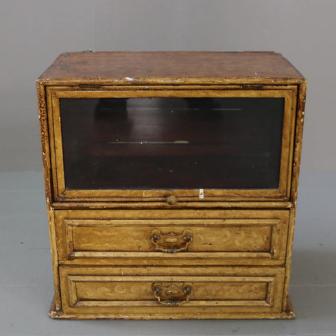 C100 アンティークミニキャビネット(フラップ扉&引出し付き)