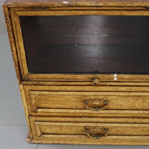 C100 アンティークミニキャビネット(フラップ扉&引出し付き)