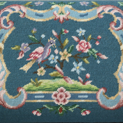 アンティークフットスツール プチポワン刺繍 木製 輸入家具 高さ29㎝ 幅55㎝ 奥行き33㎝ 【配送ランクS】【C889】