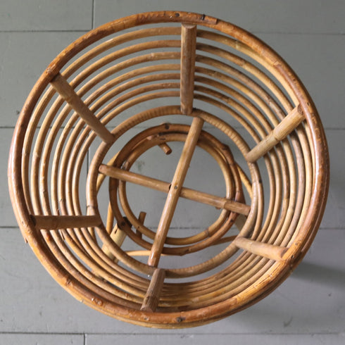 C112 ラタンプラントスタンド 木製 イギリス輸入家具 高さ45㎝ 幅25㎝ 奥行25㎝