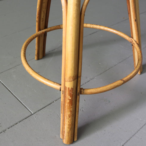 C112 ラタンプラントスタンド 木製 イギリス輸入家具 高さ45㎝ 幅25㎝ 奥行25㎝