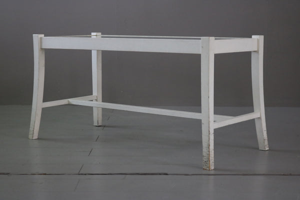 C128 白ガラステーブル 木製 什器 高さ46㎝ 幅95㎝ 奥行45㎝