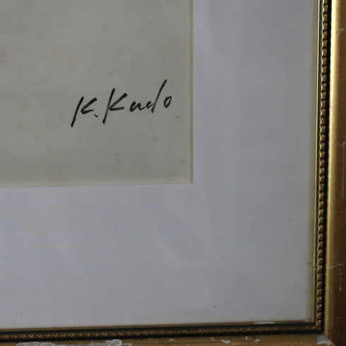 ヴィンテージウォールアート 裸婦デッサン ゴールドフレーム k.kudoのサイン入り K34