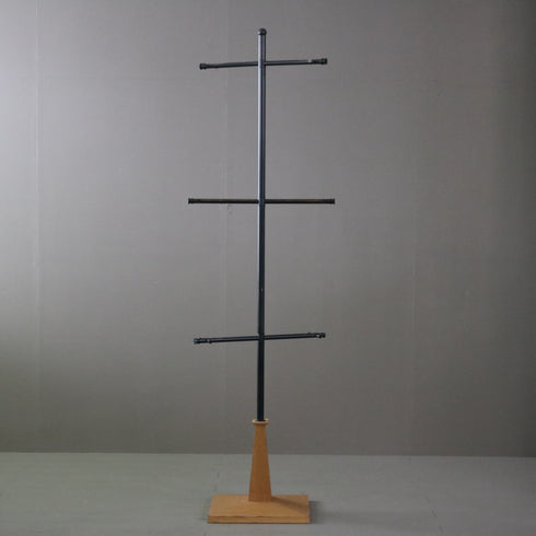 A141 スタンドハンガーラック ウッド×アイアン 什器 高さ195㎝ 幅59㎝ 奥行40㎝