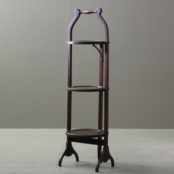 C285 折り畳み式ケーキスタンド 木製 イギリス輸入家具 高さ88㎝ 幅28㎝ 奥行26㎝