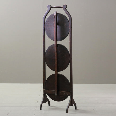 C285 折り畳み式ケーキスタンド 木製 イギリス輸入家具 高さ88㎝ 幅28㎝ 奥行26㎝