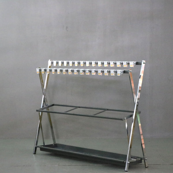 C370 スターキング 鍵付き傘立て30本 折り畳み式 金属製 高さ88㎝ 幅128㎝ 奥行27㎝