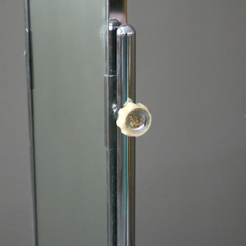 D145 スタンドミラー 片面 キャスター付き 金属製 什器 高さ153㎝ 幅39㎝ 奥行40㎝