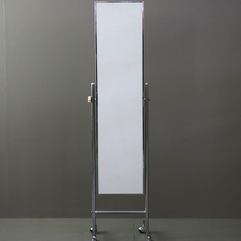 D145 スタンドミラー 片面 キャスター付き 金属製 什器 高さ153㎝ 幅39㎝ 奥行40㎝