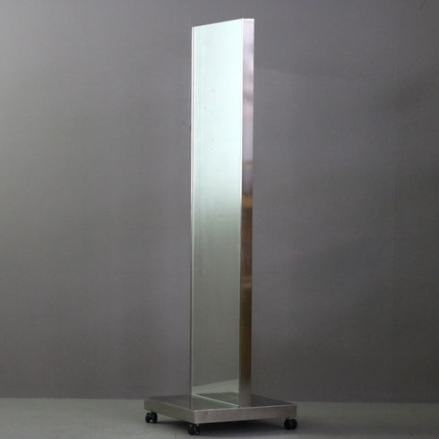 D144 スタンドミラー 両面 キャスター付き 金属製 什器 高さ160㎝ 幅45㎝ 奥行45㎝