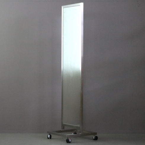 D143 スタンドミラー 両面 キャスター付き 金属製 什器 高さ172㎝ 幅46㎝ 奥行46㎝